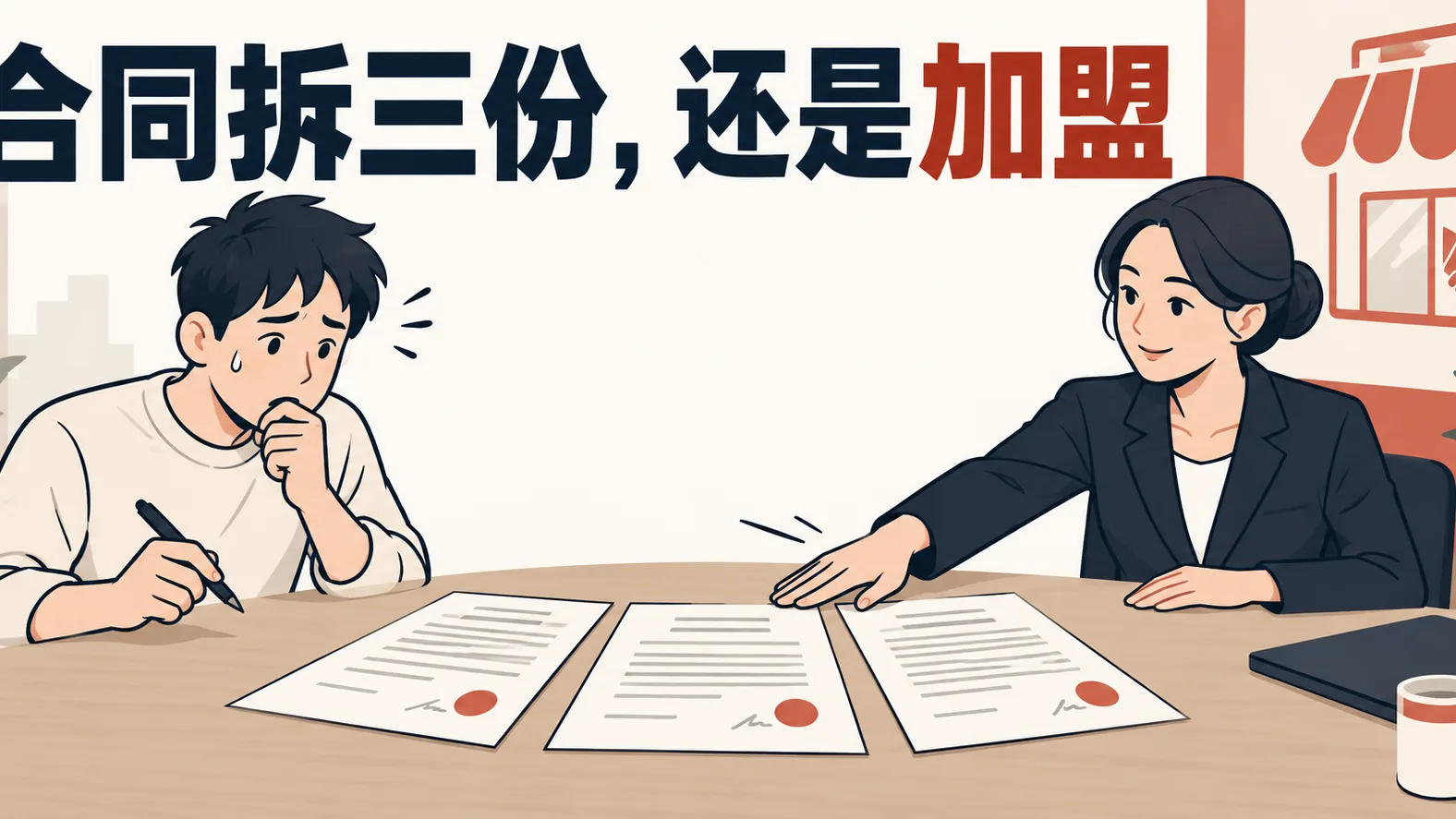 合同拆三份,还是加盟——签约场景配图